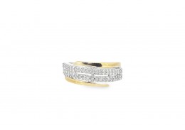 Pre-owned 9ct Yellow & White Gold Double Row Diamond Ring