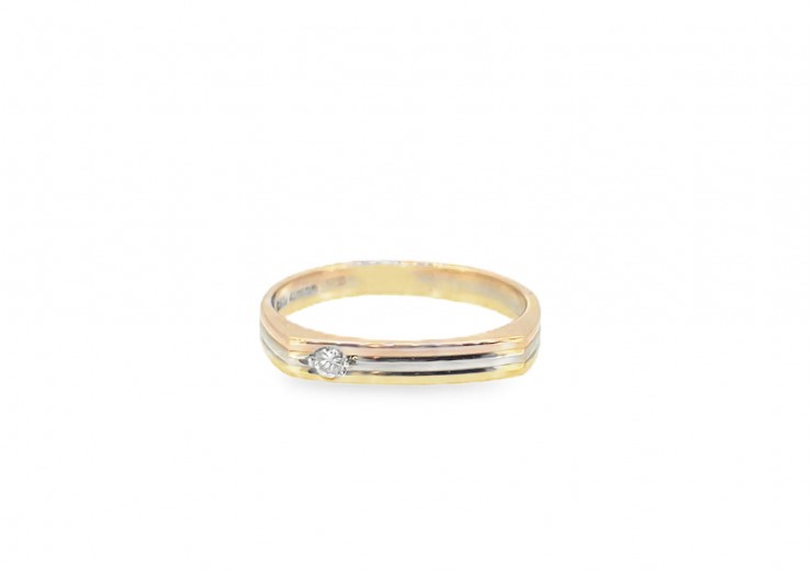 Pre-owned 18ct Yellow, White and Rose Gold Single Set Diamond Ring