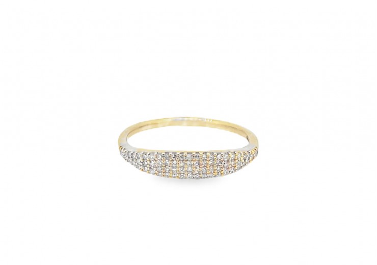 Pre-owned 14ct Yellow Gold Pave Set Diamond Ring 