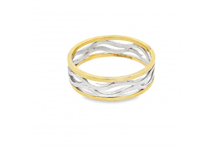 Pre-owned 18ct Yellow & White Gold Wavy Ring