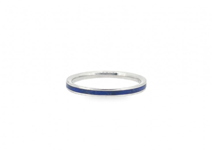 Pre-owned 18ct White Gold Blue Enamel Ring