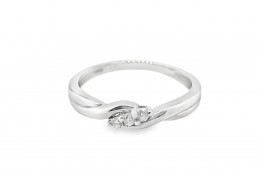 Pre-owned 9ct White Gold Three Diamond Twist Ring 