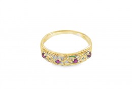 Pre-owned 9ct Yellow Gold Diamond & Ruby Half Eternity Ring