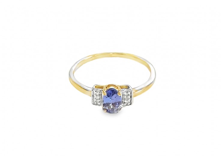 Pre-owned 9ct Yellow Gold Tanzanite & Diamond Dress Ring