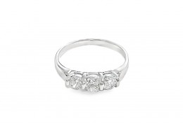Pre-owned 9ct White Gold & Cubic Zirconia Three Stone Ring 