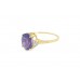 Pre-owned 9ct Yellow Gold Zambian Amethyst & White Zircon Ring 