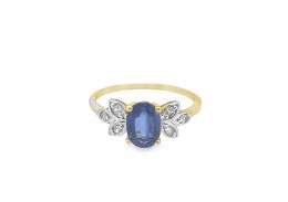 Pre-owned 9ct Yellow Gold Daha Kyanite & Sri Lankan White Sapphire Ring