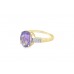 Pre-owned 9ct Yellow Gold Moroccan Amethyst & White Zircon Ring 