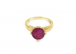 Pre-owned 9ct Yellow Gold & Ruby Solitaire Ring 