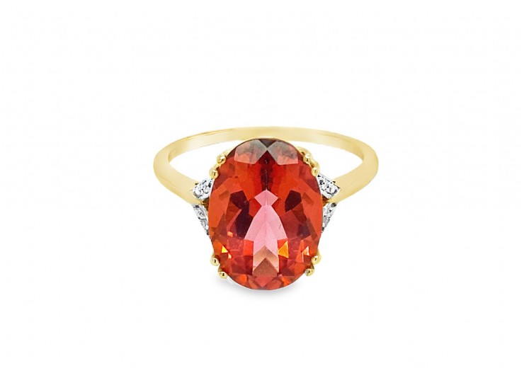 Pre-owned 9ct Yellow Gold Red Stone Ring