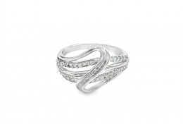 Pre-owned 9ct White Gold Diamond Twist Cross Over Ring