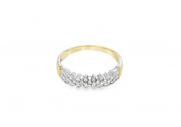 Pre-owned 9ct Yellow Gold Three Row Diamond Ring 