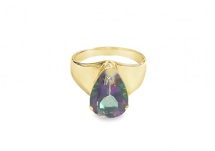 Pre-owned 9ct Yellow Gold Mystic Topaz Ring 