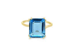 Pre-owned 9ct Yellow Gold Swiss Blue Topaz Ring