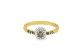 Pre-owned 9ct Yellow Gold, Alexandrite and White Zircon Ring 