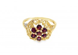 Pre-owned 9ct Yellow Gold & Garnet Dome Ring 