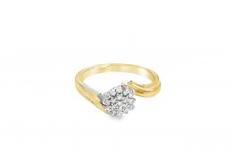 Pre-owned 9ct Yellow Gold Diamond Twist Cluster Ring