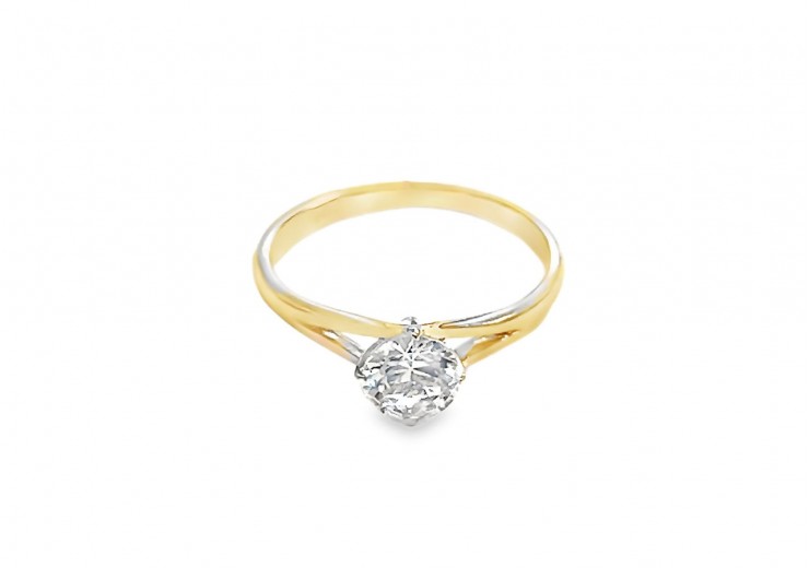 Pre-owned 9ct Yellow Gold & Cubic Zirconia Solitaire Ring