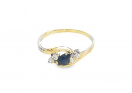Pre-owned 9ct Yellow Gold Sapphire & Cubic Zirconia Ring