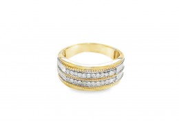 Pre-owned 9ct Yellow Gold Two Row Diamond Ring 