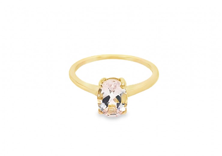 Pre-owned 9ct Yellow Gold Pink Quartz Ring